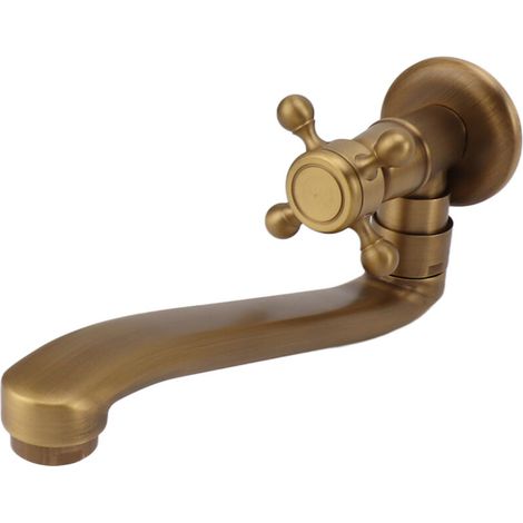 Robinet de jardin ancien avec bec allongé, en cuivre antigel, fixation murale, robinet d'eau froide simple pour le lavage (1/5)