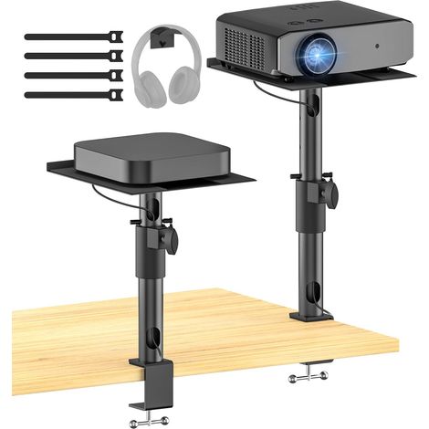 Support de Bureau Réglable en Hauteur, Inclinaison et Pivotement pour Projecteurs et la Plupart des Modèles - Support de Projecteur à Fixation par Pince sur Bureau (1/5)