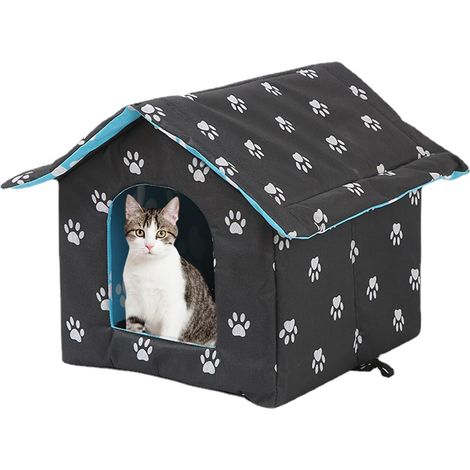Outdoor-Katzenhaus für den Winter, Katzenzwinger für draußen, Outdoor-Katzenbetthaus, warme Höhle, streunende Katze, Hund, Haustier, Winterhaus, wasserdicht, für Haustiere, Welpen, Kätzchen, Kaninchen (1/4)