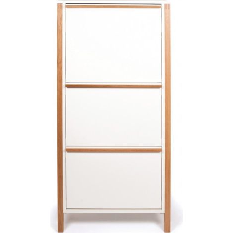 Meuble à Chaussures 3 Portes "Northgate" 139cm Chêne & Blanc (1/3)