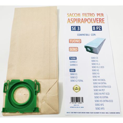 8 SACCHETTI ASPIRAPOLVERE SEBO GARBO 6629 R TUONO GARBO 2 GARBO 3 SE 3