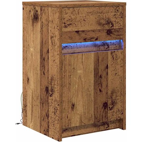 Moderno comodino LED con cassetto portaoggetti 38 x 34 x 61 cm in legno antico 020052438