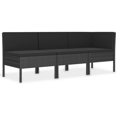 Maison Exclusive - 3-tlg. Garten-Lounge-Set mit Auflagen Poly Rat