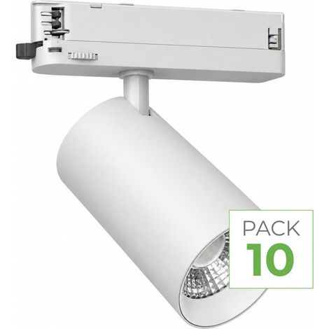 Pack 10 Spot LED sur Rail COB Triphasé 40W 36° Blanc - Blanc Neutre - SILUMEN (1/5)