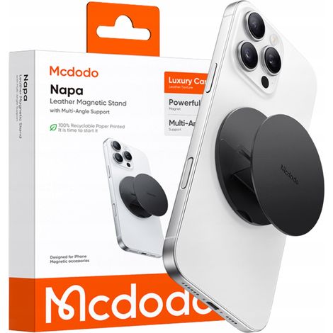 Supporto per telefono Mcdodo con anello magnetico pieghevole, nero. (1/5)