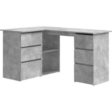 Maison Exclusive - Bureau d'angle Gris béton 145x100x76 cm Bois d'ingénierie (1/5)