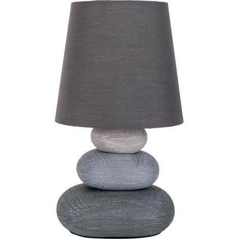 Naeve STONEY Lampe de table avec abat-jour rond conique gris 1xE14 (1/5)
