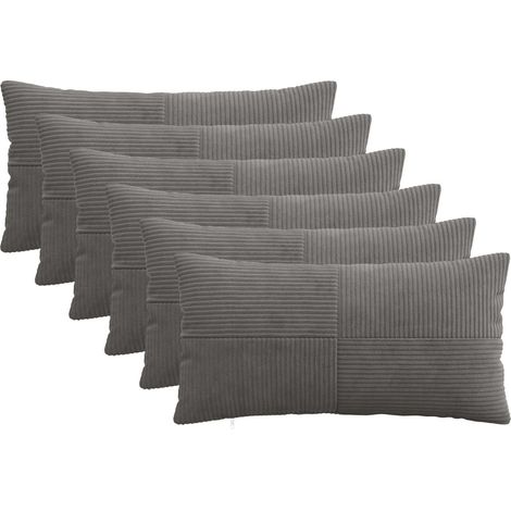 Federa 6 pcs ALMELO Grigio Scuro 40 x 70 cm corduroy vidaXL