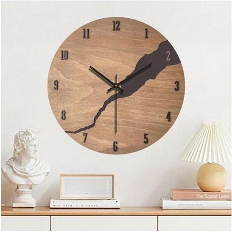 Horloge murale en bois - 30 cm - Moderne - Sans tic-tac - Mouvement à quartz silencieux - Haute précision - Facile à lire - Pour bureau, salon, cuisine, école - Chambre d'enfant (1/4)