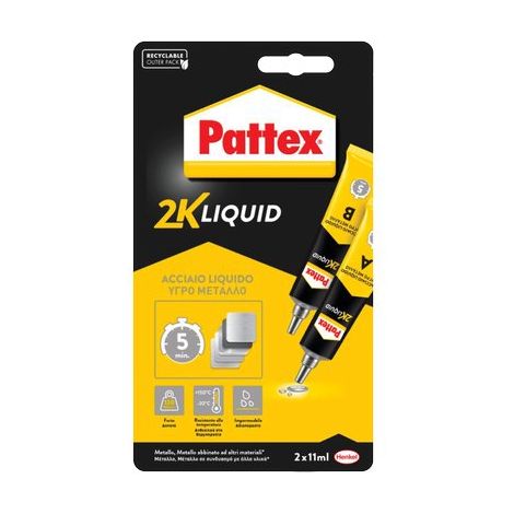 PATTEX POWER EPOXY ACCIAIO LIQUIDO - TUBETTO 2XGR 11- 3 pezzi