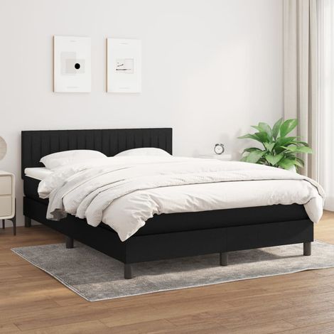 Boxspringbett mit Matratze Schwarz 140x200 cm Stoff (1/5)