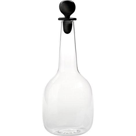 Zafferano Bouteille Bilia en verre borosilicaté couleur Noir, design minimaliste élégant fait à la main, parfaite pour servir l'eau et le vin à table