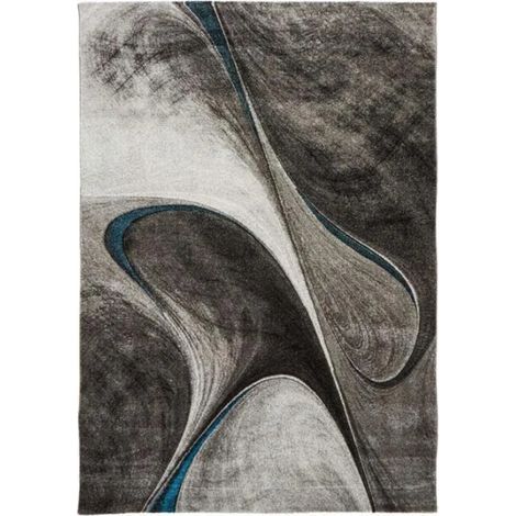 tapis salon 120x170 tissé noir rectangle motif géométrique (1/5)