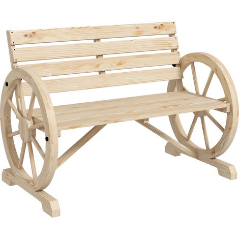 Banc de jardin 2 places en pin massif avec accoudoirs style campagne, capacité 240 kg (1/5)