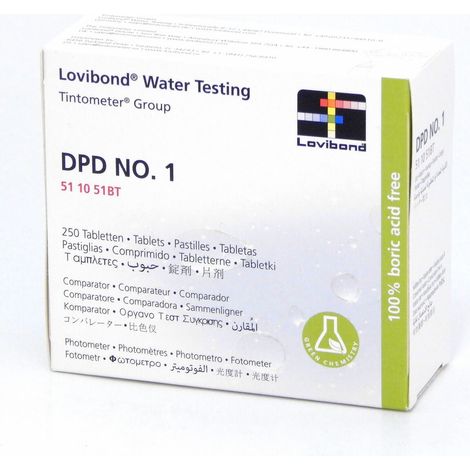 250 Pastiglie Reagenti DPD1 Lovibond per Misurazione Cloro Libero per Fotometro Elettronico Scuba / MD / PM600 / Multidirect