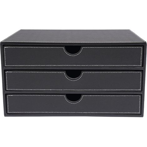 Organiseur de fichiers à 3 niveaux, Noir, organisateur de rangement de dossiers, En polyuréthane, Pour salle de classe, bureau, bureau - 33 x 25 x 18 cm (1/5)