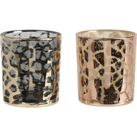 PORTA CANDELE TEALIGHT ARGENTO O ORO IN VETRO 2 ASSORTIMENTI DIAM 8,8X10H CM