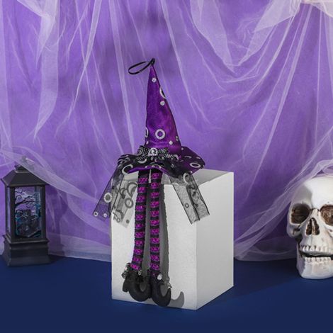 Leuchtender Hexenhut zum Aufhängen für Halloween, mit langen Beinen – Dekoration für drinnen und draußen, Bäume, Veranden und Partys (1/5)