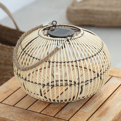 Lámpara de Mesa Exterior Solar LED de Ratán Sipur Natural
