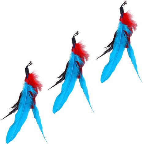 Lot de 3 têtes de rechange en plumes colorées pour jouets pour chats - Plumes jaunes (1/5)