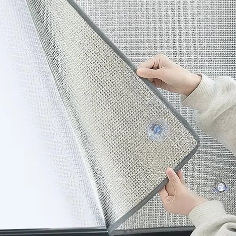 Film de protection solaire pour fenêtres intérieures ou extérieures, film isolant en aluminium avec ventouses, 50x50 cm (1/5)