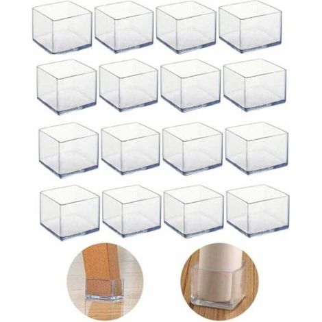Juego de 16 protectores cuadrados de silicona para patas de silla (25 x 25 mm) para evitar rayones en pisos de madera y reducir el ruido.