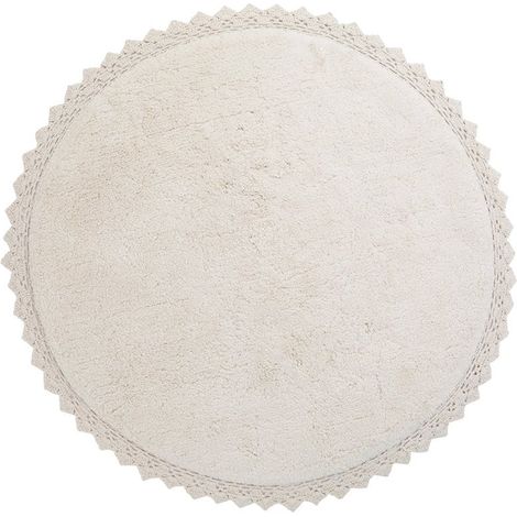 Tapis rond en coton tufté main pour chambre et salon, finitions crochet, écru - OEKO-TEX - PANGIVO (1/5)