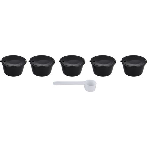 5-teiliges wiederverwendbares 50-ml-Kaffeefilterset mit Löffel für Dolce Gusto Maschinen – Schwarz (1/5)