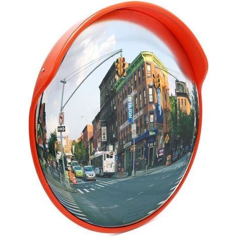 Miroir rond de circulation convexe 45 cm Champ de vision de 160° Couvercle de protection Sécurité routière Outdoor Indoor Résistant Matériel de montage inclus (1/4)