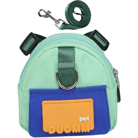 Harnais-sac à dos pour chien, sac de transport pour chiot avec harnais réglable et laisse pour les promenades quotidiennes-Green Medium