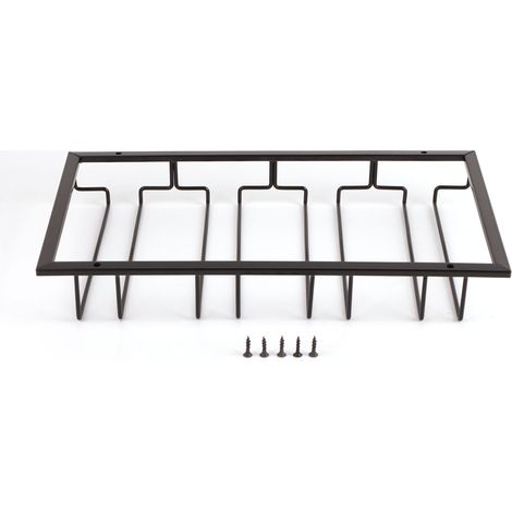 Porte-verres à pied noir à 4 fentes en fil de fer, conception assemblée, résistant à la corrosion, facile à nettoyer, support de rangement pour verres de bar (1/5)