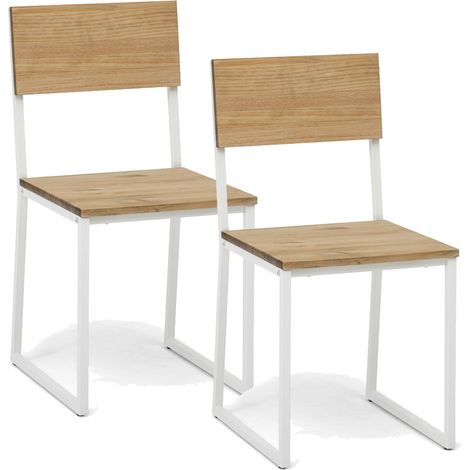 Pack 2Ud. Silla Desmontable Oxford ECO Blanca en madera maciza de pino acabado vintage estilo industrial Box Furniture (1/5)
