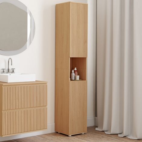 Mueble de baño VICTOR 2 puertas 1 hueco efecto lamas (1/5)