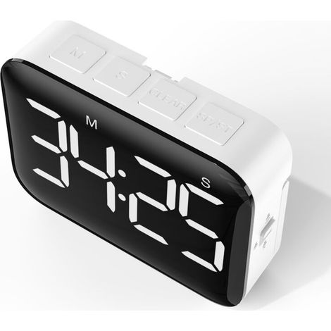 Minuterie LED pour cuisine, affichage rétroéclairé à grand chiffres, miroir LED, minuterie positive et négative jusqu’à 100 minutes, fonctionne sur piles deng ALOVEZ (1/4)