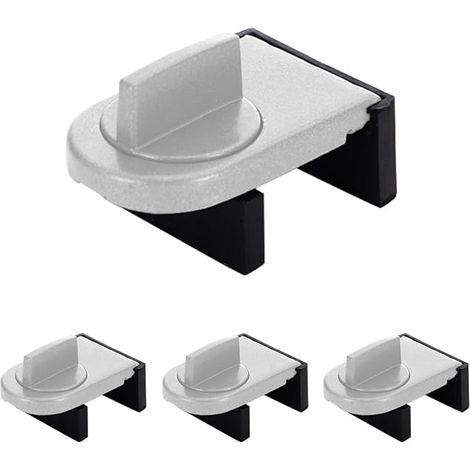 4 Pièces Verrou Baie Coulissante, Serrure Butée Réglable, Serrure de Sécurité pour Fenêtre, Bloque Fenetre Coulissante, Sans Perceuse, pour Portes et Fenêtres Coulissantes (Argent) (1/5)