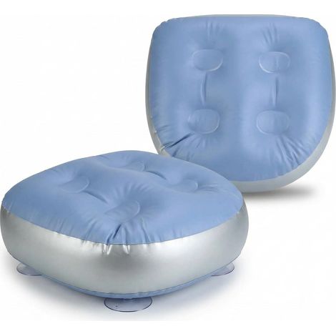 2 Pièces Coussin de Siège Gonflable, Coussin Spa, Coussin Baignoire avec 4 Ventouses (1/5)