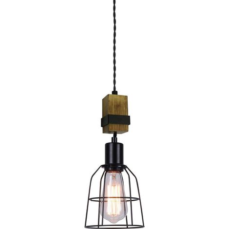 Italux Ponte - Lampada a sospensione industriale e retrò nera 1 luce, E27 (1/2)