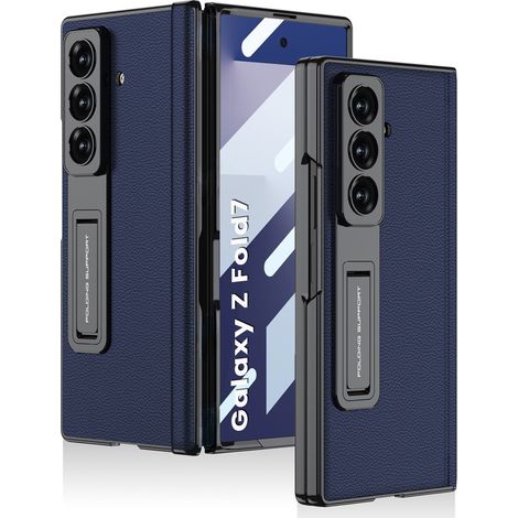 Custodia GKK per Samsung Galaxy Z Fold7 5G con vetro e supporto - Blu navy (1/5)