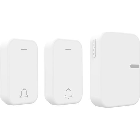 Sonnette sans fil autonome et étanche, sans pile, portée de 150 m, 2 sonnettes + 1 récepteur (1/5)