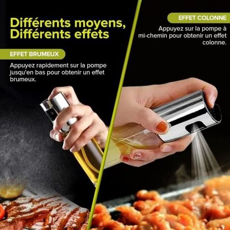 Pulvérisateur d'huile Premium pour cuisine et friteuse d'air 100 ml Spray Cuisine Anti-goutte, Huile en verre avec distributeur, (1/4)
