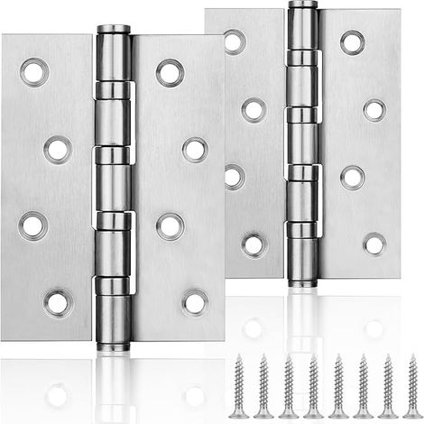 HOTUT 2 Pièces Charnières de Porte Robustes à Roulement à Billes en Acier Inoxydable Chromé Argenté,100 × 75mm,Porte Placard/Petites Portes/Tiroirs/Fenêtres/Pianos de Quincaillerie de Meubles (1/5)