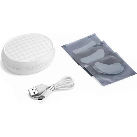 Appareil de massage oculaire à lumière rouge avec stimulation électromagnétique (EMS) pour le soin anti-âge des yeux : réduit les poches et les cernes patchs de rajeunissement oculaire portables (1/5)