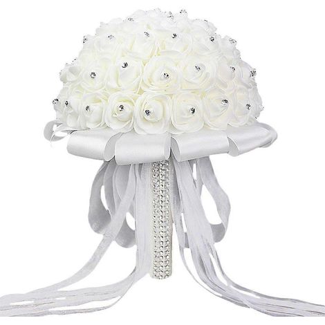 Ruban de strass blanc fait main pour maintenir des fleurs artificielles pour mariage, bouquets de demoiselles d'honneur (1/5)