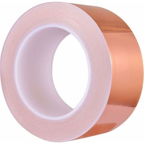 Ruban de Cuivre 30m x 50mm, Premium Feuille de Cuivre Bande, Ruban Adhésif EMC Blindage Ruban Adhésif pour Blindage EMI, Artisanat, Anti-limaces, Reparations Electriques, Circuits Papier (1/4)