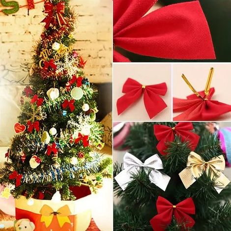Nœuds rouges - Pour sapin de Noël - 5,5 cm - Lot de 24 - Décoration de Noël (1/5)