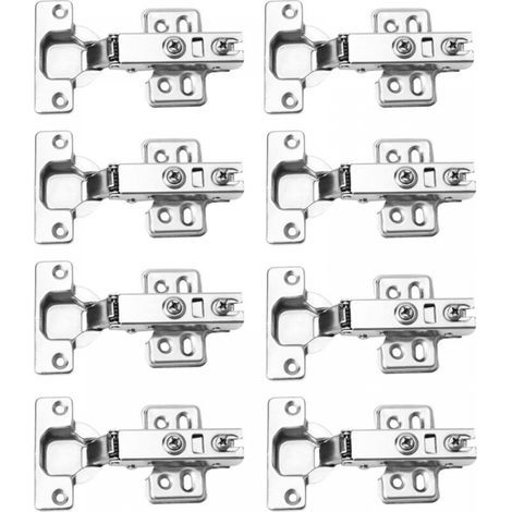 Set mit 8 Scharnieren für Küchen-, Schlafzimmer- und Esszimmerschränke – mit Soft-Close-Funktion – gebogene Türscharniere inklusive Schrauben (1/4)