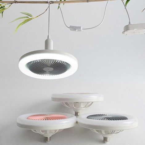Ventilateur de plafond 2 en 1 avec éclairage LED E27 30 W, variateur, minuterie et télécommande - Prise UE - Blanc (1/5)