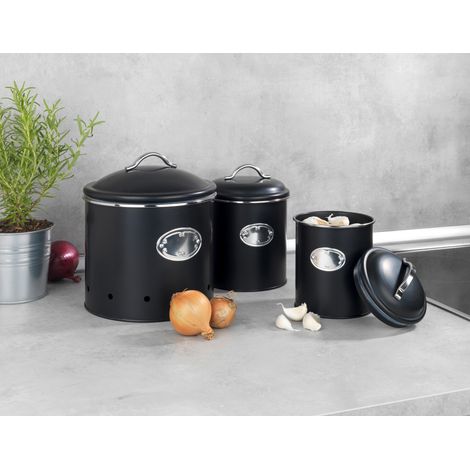 WENKO Set di 3 contenitori con coperchio per conservare cipolle, aglio e patate (1/5)
