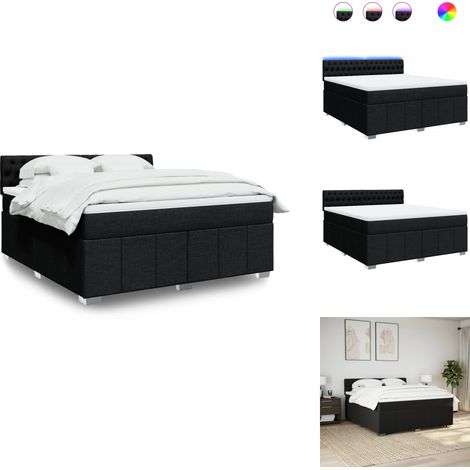 Boxspringbett mit Matratze Schwarz 180x200 cm Stoff - Boxspringbett - Boxspringbetten - Bett - Bettgestell (1/5)