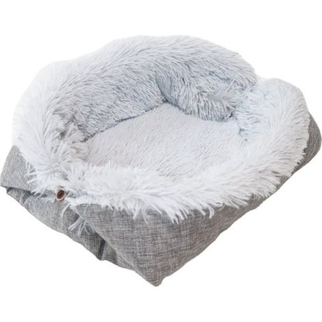 Cama plegable para gatos, Cama para gatos, Cama de peluche para gatos, 6151cm, Apta para mascotas de hasta 10 kg, gatitos, Gris, Blanco (1/5)